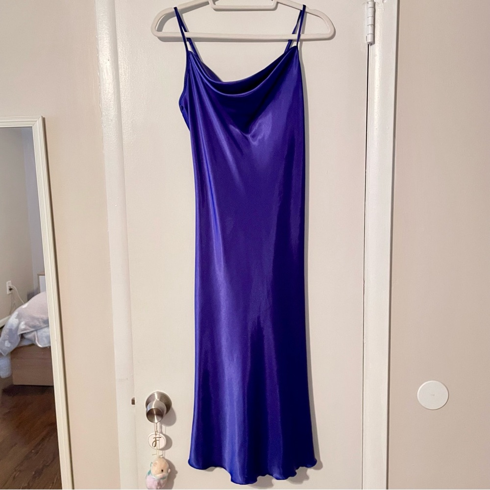 Bebe Blue Satin Slip Dress